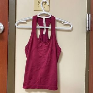 Lululemon swiftly tech race length racerback tank top maroon/deep pink color